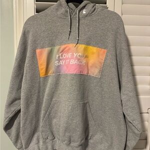 LONELY GHOST Gray Hoodie with Pastel Graphic